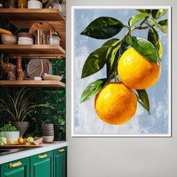 Sunlit Oranges On Branch - NicheCanvas