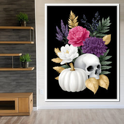 Gothic Floral Skull Elegance - NicheCanvas