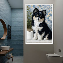 Playful Puppy Bathroom Guard - NicheCanvas