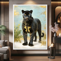 Golden Eye Panther Stately Stance - NicheCanvas