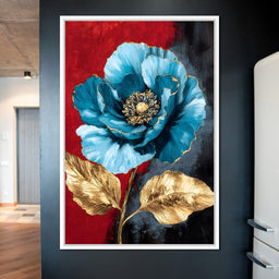 Golden Bloom on Midnight Blue - NicheCanvas