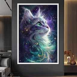 Starlit Feline Nebula Dreams - NicheCanvas