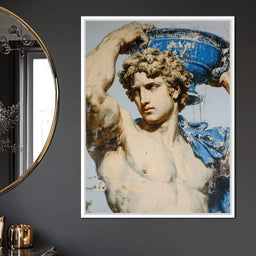 Marble Statue With Blue Urn - NicheCanvas