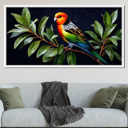 Vibrant Parrot in Leafy Haven - NicheCanvas