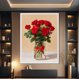 Red Rose Bouquet Glass Vase - NicheCanvas
