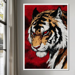 Fierce Tiger Red Eyes Roar - NicheCanvas