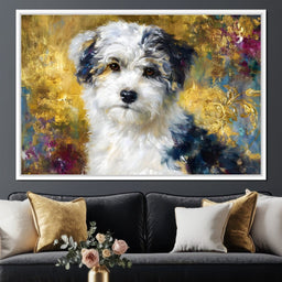 Golden Garden Puppy Portrait - NicheCanvas