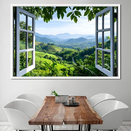 Open Window Over Terraced Valleys - NicheCanvas