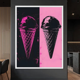 Black Pink Ice Cream Cones - NicheCanvas