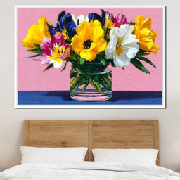 Spring Poppies Glass Vase Pink - NicheCanvas