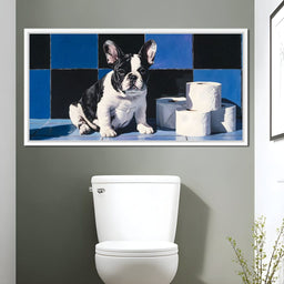 Bulldog Bathroom Antics - NicheCanvas