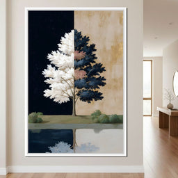 Dual Seasons Reflected Tree - NicheCanvas