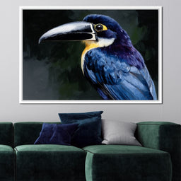 Electric Blue Toucan Portrait - NicheCanvas