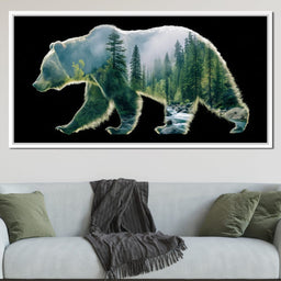 Forest Bear River Silhouette - NicheCanvas