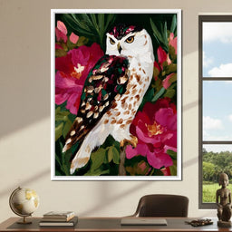 Owl Garden Bloom Portrait - NicheCanvas