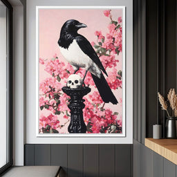 Raven on Blooming Stand - NicheCanvas