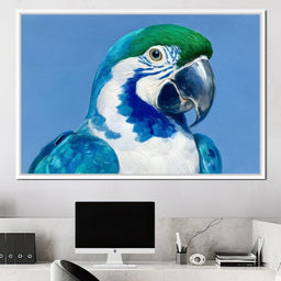 Majestic Cyan Parrot Portrait - NicheCanvas