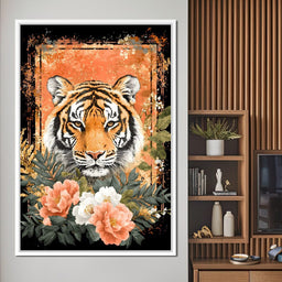 Tiger Majesty Floral Harmony - NicheCanvas