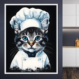Chef Feline in Snowy Whites - NicheCanvas