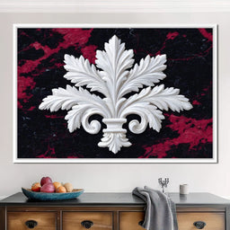 White Fleur De Lis Red Stone - NicheCanvas