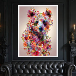 Floral Bear Wild Garden Portrait - NicheCanvas