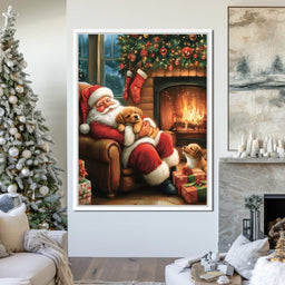 Cozy Christmas Eve With Puppies - NicheCanvas