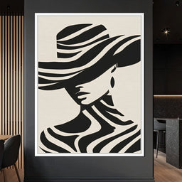 Monochrome Wind Hat Silhouette - NicheCanvas