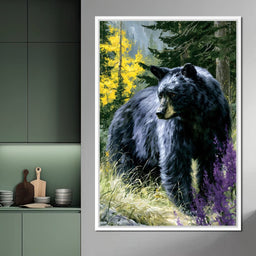 Solitary Forest Black Bear Rises - NicheCanvas