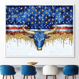 Stars and Stripes Bull Odyssey - NicheCanvas