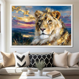 Golden Lioness Sunset Majesty - NicheCanvas