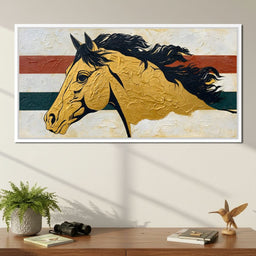 Golden Stallion Portrait - NicheCanvas
