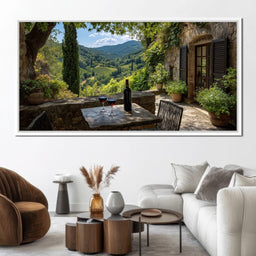 Sunlit Tuscan Vineyard Terrace - NicheCanvas