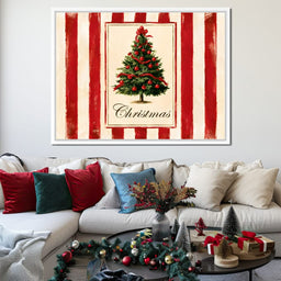 Holiday Tidings On Candy Cane Stripes - NicheCanvas