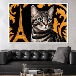 Eiffel Feline Elegance - NicheCanvas