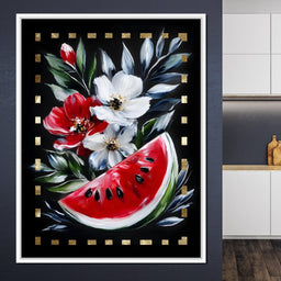 Summer Floral Watermelon Delight - NicheCanvas
