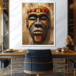 Ancient Tribal Mask Vibrance - NicheCanvas