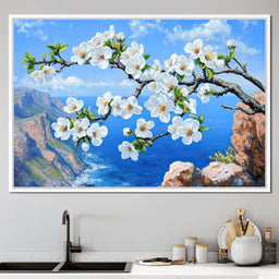 Blossoms Over Ocean Horizon - NicheCanvas