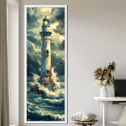 Beacon Amidst Stormy Shores - NicheCanvas