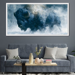 Roaming Buffalo In Cold Winter Plains - NicheCanvas