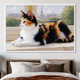 Dreamy Feline Parisian View - NicheCanvas