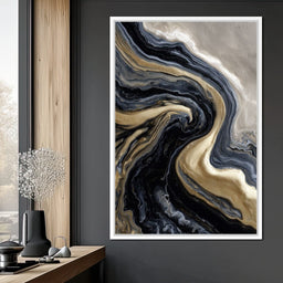 Liquid Gold Onyx Swirl Flow - NicheCanvas