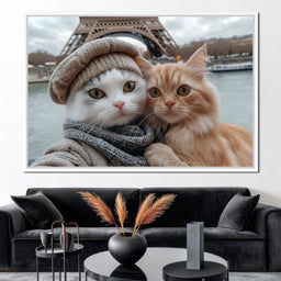 Parisian Feline Companions - NicheCanvas