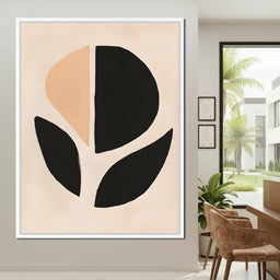 Neutral Abstract Leaf Silhouette - NicheCanvas