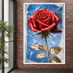 Fractured Petals On A Gilded Stem - NicheCanvas