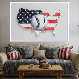 Patriotic Baseball USA Map Tribute - NicheCanvas