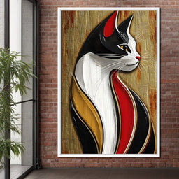 Feline Elegance on Textured Gold - NicheCanvas
