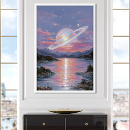 Celestial Saturn Over Waters - NicheCanvas