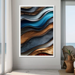 Colorful Wooden Waves 001 - Johanjjf - NicheCanvas