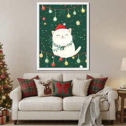 Jolly Santa Kitty Holiday Lights - NicheCanvas
