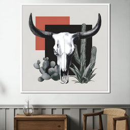 Modern Desert Longhorn Geometry - NicheCanvas